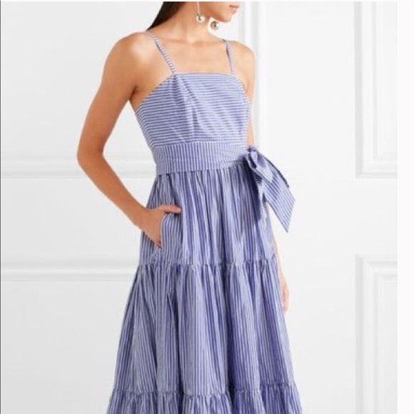 JCrew Striped Tiered Maxi Dress with Tie Sash in Stripe. Size 00 - Picture 2 of 8